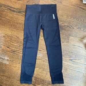 GYMSHARK Energy Seamless Crochet / Lace Cutout Black Leggings Size Athletic